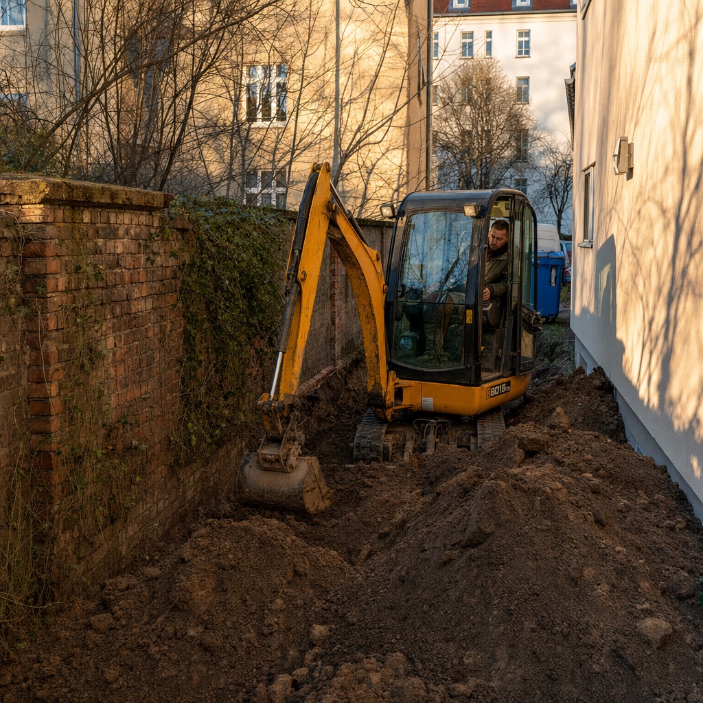 Baggerarbeiten in Leipzig